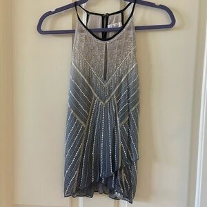 PARKER Silk SEQUIN EMBELLISHED Tank Top Size Small Blue & Gray
